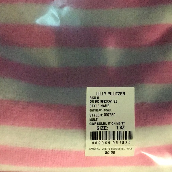 NWT/NIP Lilly Pulitzer beach towel multi Soleil it on me st style # 007360 - Picture 6 of 7